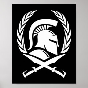 Poster Spartan Helmet Wreath and Sword