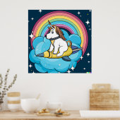 Poster spatial de chien Unicorn - Whimsical Galaxy (Cuisine)