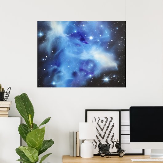 Poster spatial horizontal Nebula bleu (Bureau à domicile)