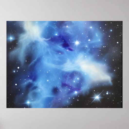 Poster spatial horizontal Nebula bleu (Devant)