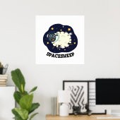 Poster Spatial Sheep Drôle Astronaut Sheep Pun (Bureau à domicile)