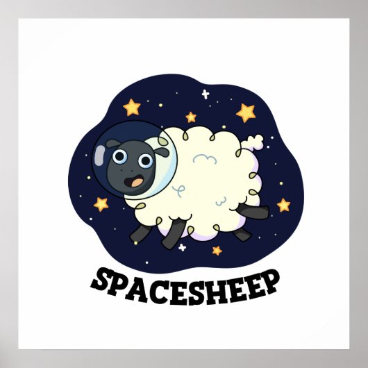 Poster Spatial Sheep Drôle Astronaut Sheep Pun (Devant)