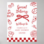 Poster Special Delivery Pizza Baby Shower Welcome (Devant)