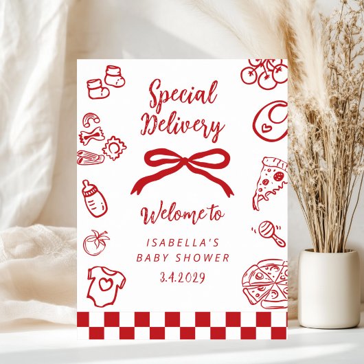 Poster Special Delivery Pizza Baby Shower Welcome