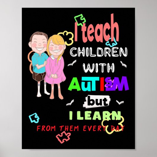 Poster Spécial Ed SPED Professeur Enseigner Cool Autisme (Devant)