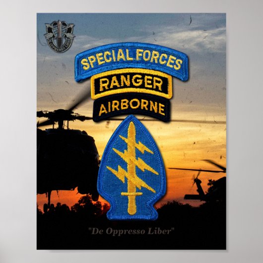 Poster Special Forces Green Berets Rangers SF SFG (Devant)