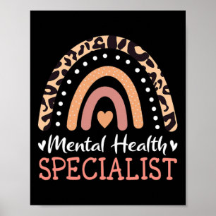 Poster Spécialiste en santé mentale Leopard Rainbow