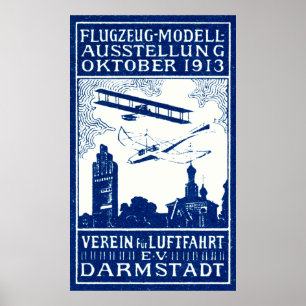 Poster Spectacle aérien de Darmstadt 1913