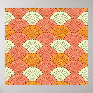 Poster Spectacle de coquilles : Motifs de la mer Abstrait