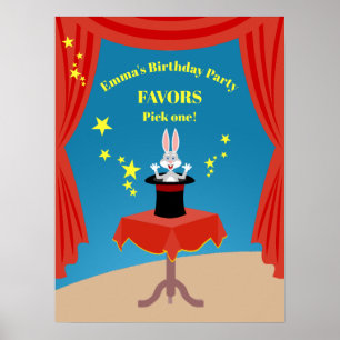 Poster Spectacle de Fille Magicienne Fête d'Anniversaire