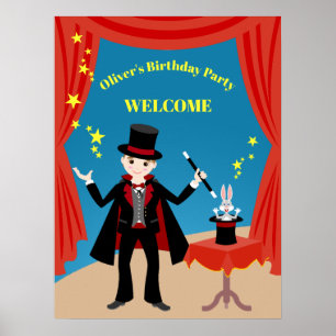 Poster Spectacle de magicien garçon pour anniversaire