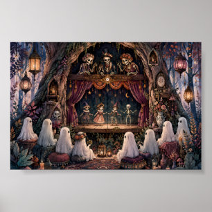 Poster Spectacle de marionnettes squelettes gothiques Coz