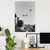 Poster Spectacle de parachutistes noir et blanc 1968 avec (Bureau à domicile)