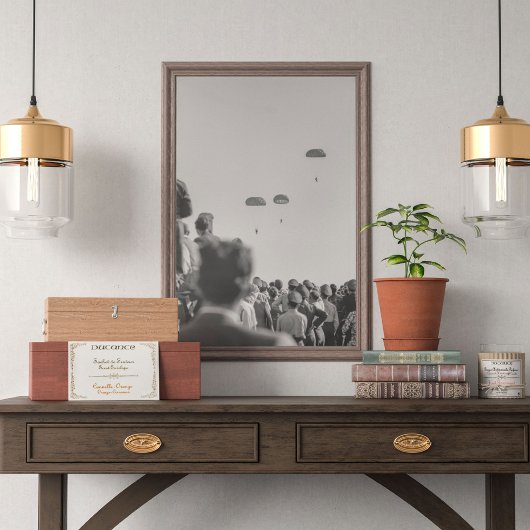 Poster Spectacle de parachutistes noir et blanc 1968 avec