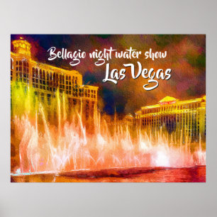 Poster Spectacle d'eau nocturne de Bellagio L'affiche de 