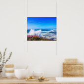 Poster Spectacular impressionist wave with pink flowers (Cuisine)