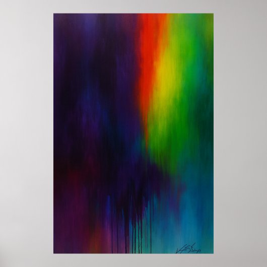 Poster Spectrum Cascade - Peinture Abstraite au Dégouttem (Devant)