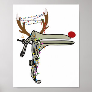 Poster Spéculum de rennes de Noël Infirmière Gynéco Obsté