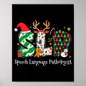 Poster Speech Language Pathologist Reindeer Santa Hat Slp (Devant)