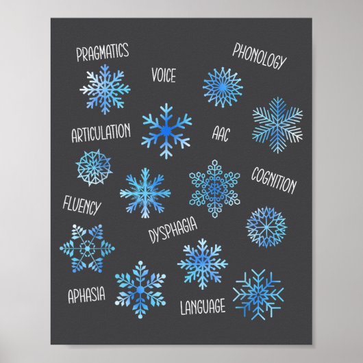 Poster Speech Therapy Snowflake Winter Vocabulary Theme F (Devant)