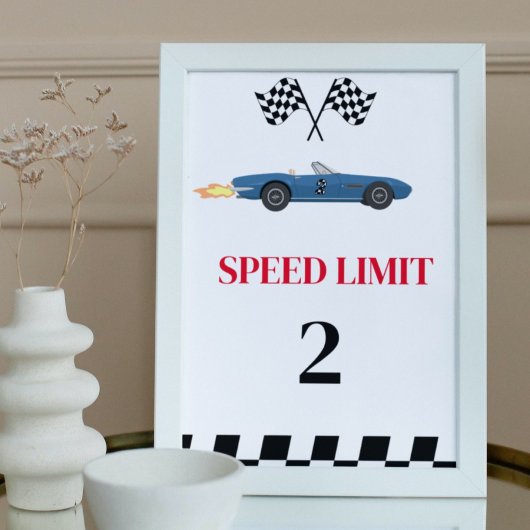 Poster Speed Limit Race Car Anniversaire Signal