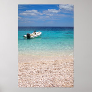Poster Speedboat dans l'affiche bleue de la mer