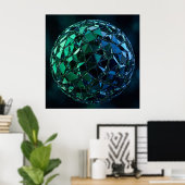 Poster Sphère de mosaïque à facettes 3D abstraite (Bureau à domicile)