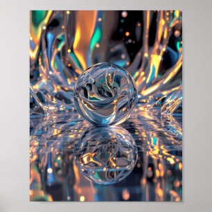 Poster Sphère de verre Abstrait avec reflets - Esfera de