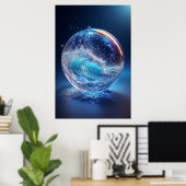 Poster Sphère de verre surréaliste avec onduleurs dynamiq (Bureau à domicile)