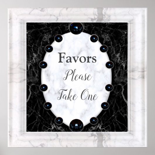 Poster Sphères de marbre blanc et noir oppulentes (Devant)