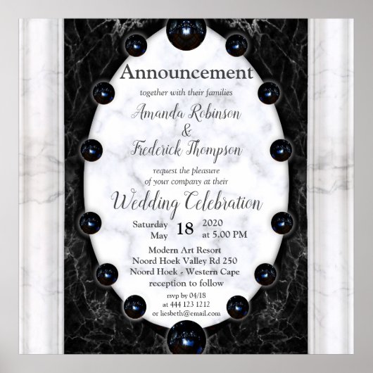 Poster Sphères opulentes en marbre blanc et noir (Devant)