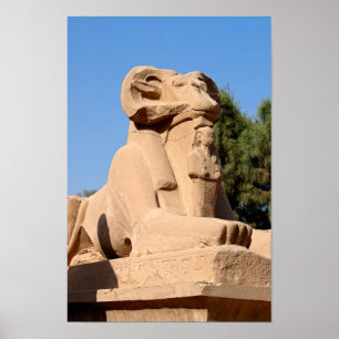 Poster Sphinx à tête de bélier dans le temple de Karnak -