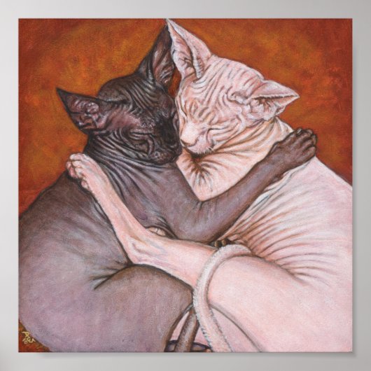Poster Sphynx Sphinx Peinture de chats Art (Devant)