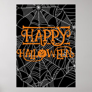 Poster Spiderweb Crescent Moon Halloween Costume Party