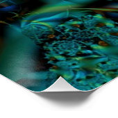 Poster Spike | Art fractal bleu et vert (Coin)