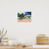 Poster Spinosaurus dinosaur in the desert - 3D render (Cuisine)