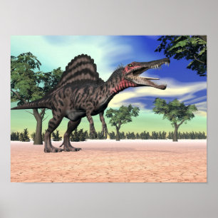 Poster Spinosaurus dinosaur in the desert - 3D render