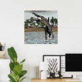 Poster Spinosaurus dinosaure mangeur poisson - rendu 3D (Bureau à domicile)