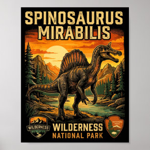 Poster Spinosaurus mirabilis nouveau dinosaure préhistori
