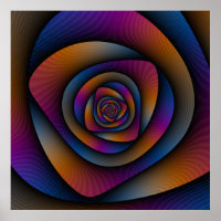 Poster Spiraal Labyrint in Blauw Oranje en Roze