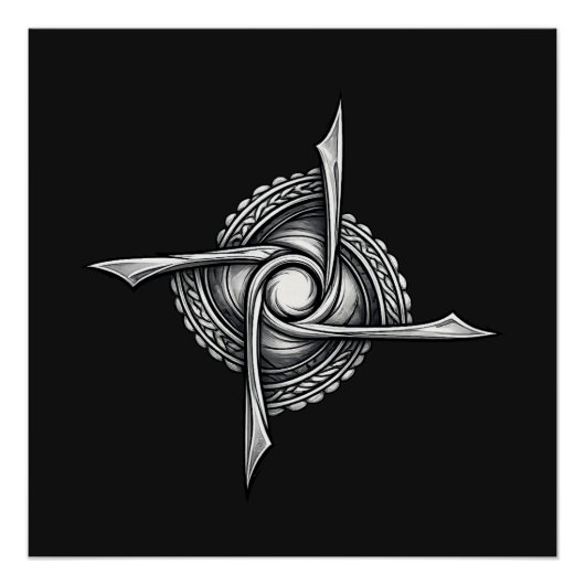 Poster Spiral Blade Sigil – Abstract Rotational Symbol (Devant)