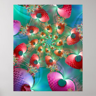 Poster Spiral de cœurs fractals