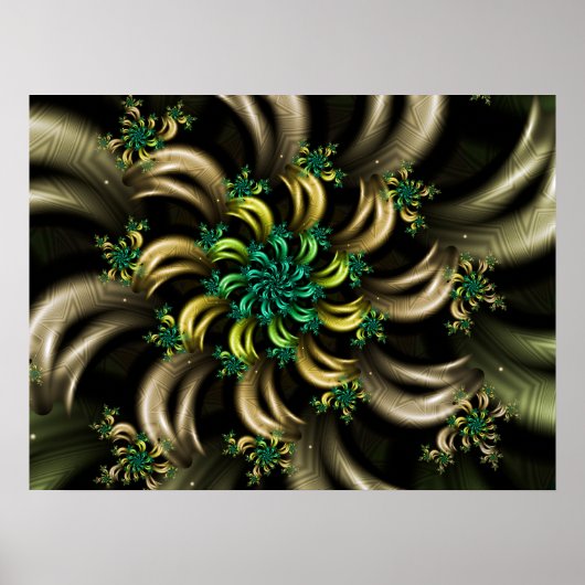 Poster Spiral fractal rayé (Devant)