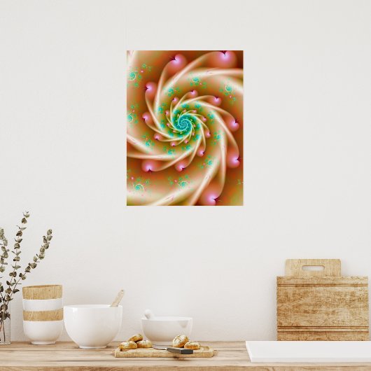 Poster Spirale Coeurs roses (Cuisine)