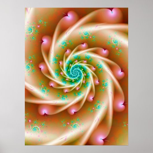 Poster Spirale Coeurs roses (Devant)