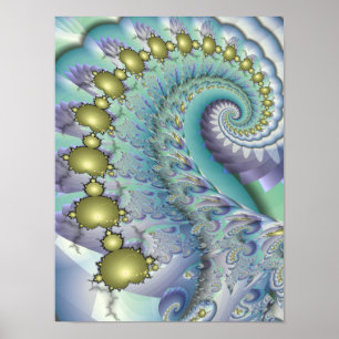 Poster Spirale de Mandelbrot en or