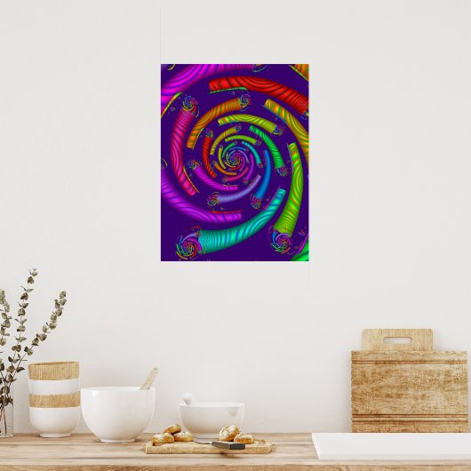 Poster Spirale de tuyaux arc-en-ciel (Cuisine)