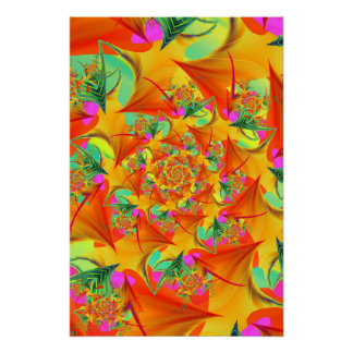 Poster Spirale Fractale Abstraite Géométrique Psychedeliq