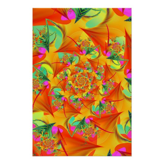 Poster Spirale Fractale Abstraite Géométrique Psychedeliq (Devant)