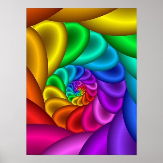 Poster Spirale fractale arc-en-ciel abstraite Vortex (Devant)